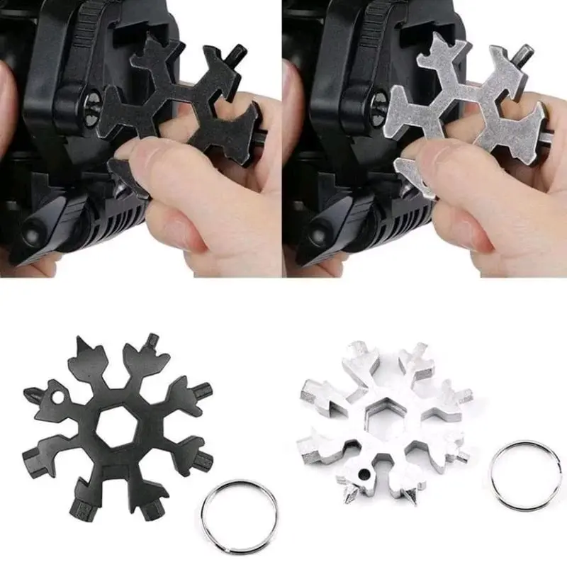 Obeng Bulat Multifungsi Model Gantungan | Snowflakes Multi Tool Pocket Wrench Saker Tool Kunci Salju 18 In 1