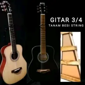 GITAR 3/4 ELECTRIC TANAM BESI SENAR STRING _ PACKING KAYU
