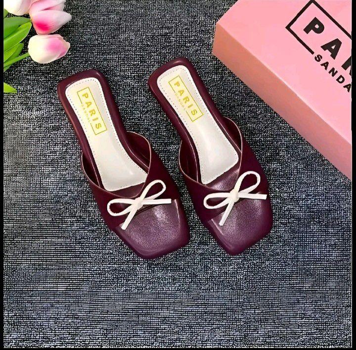 sandal teplek motif tali pita glossy sandal slip on antiselip anggun platform korea Slop Loafers Wanita