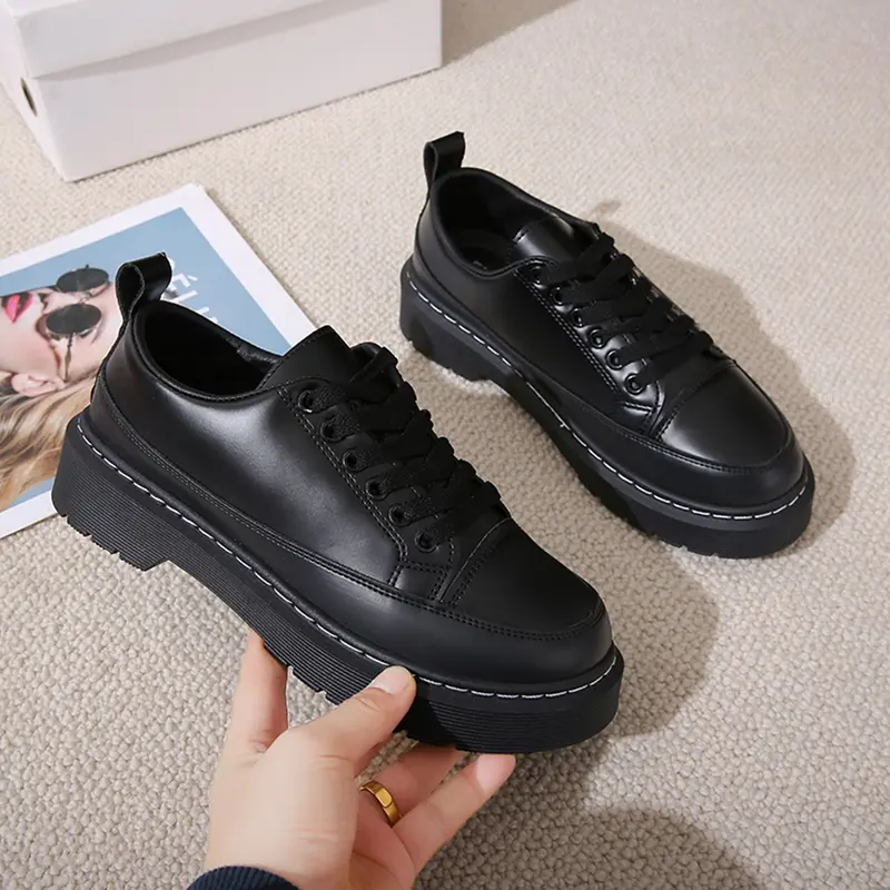 SK-145 [FF] Sepatu Unisex Hitam Formal Terbaru Sepatu Wanita Tali Kasual Kekinian Sepatu Perempuan Korean Style 2