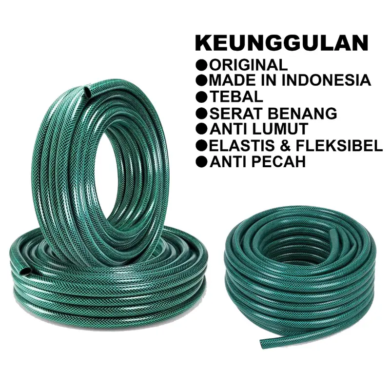 GEMUK Selang Air Benang Anyam Anti Lumut Permeter/semprotan cuci motor / Selang Air 1/2 3/4 5/8 Inch Permeter / Selang Taman / Selang Cuci Mobil Motor Pvc Kran 1
