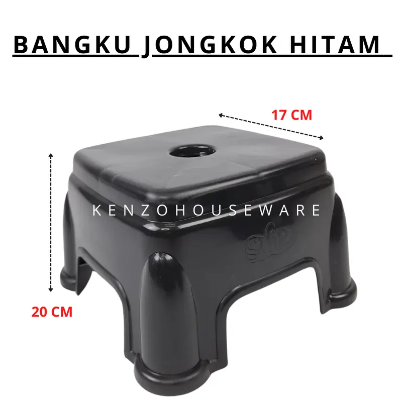 Bangku Tempat Duduk kursi Jongkok Kotak Pendek Plastik Hitam Murah Furniture 1