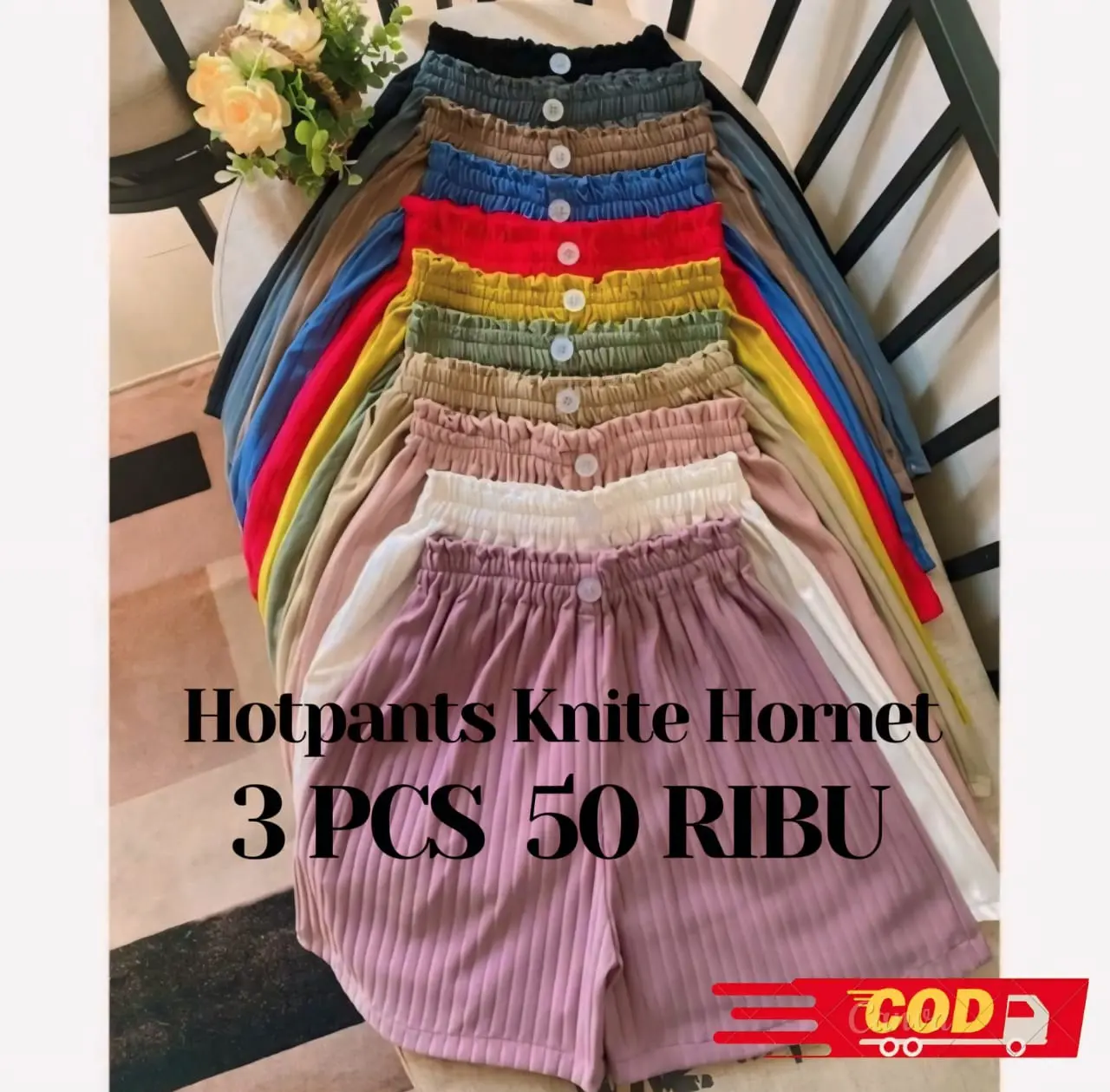 ( 3 PCS ) HOTPANTS KNITE HORNET Bawahan Wanita Celana Pendek Wanita Trendy Terbaru Kekinian Simple Shorts Tebal