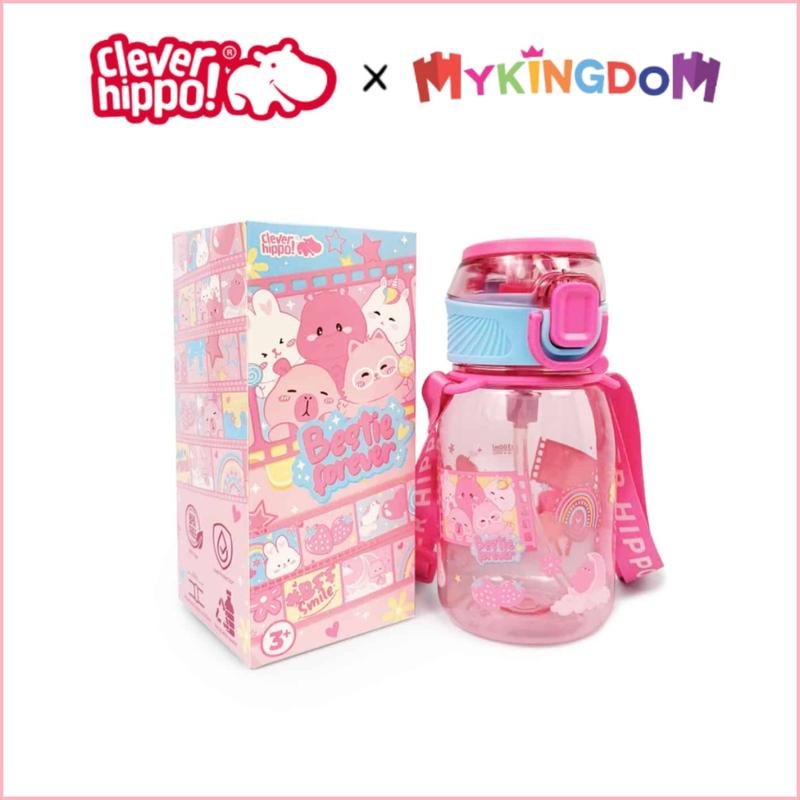 Bình Nước Trẻ Em Có Dây Đeo Bestie Forever CLEVER HIPPO WB03/PINK