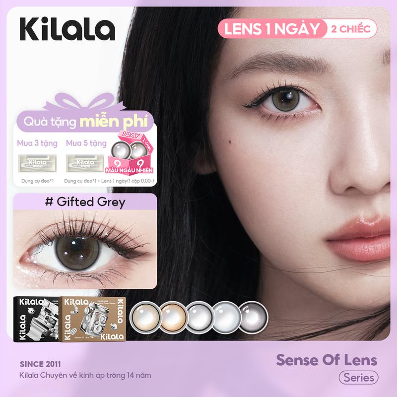 2 chiếc Kilala lens daily kính áp tròng 1 ngày Sens of Lens màu Gifted Brown DIA 14.2-14.5mm độ cận 0-7 lens nâu tự nhiên tươi sáng, nâng tông ánh mắt nhẹ nhàng mà nổi bật, phù hợp cả đi làm lẫn đi chơi