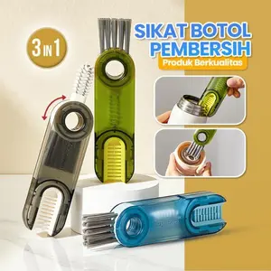 （Sikat cangkir tiga-dalam-satu yang ditingkatkan）Sikat cangkir, alat pembersih cangkir, penutup cangkir, sikat mulut cangkir silikon, sikat botol pembersih cangkir teh, sikat celah