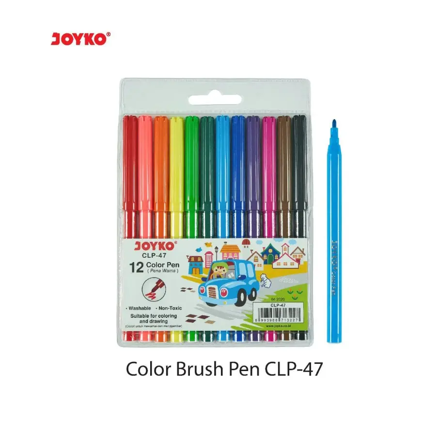 JOYKO Spidol Set 12 Warna CLP-47 Washable Color Pen Bisa Non Toxic ORI