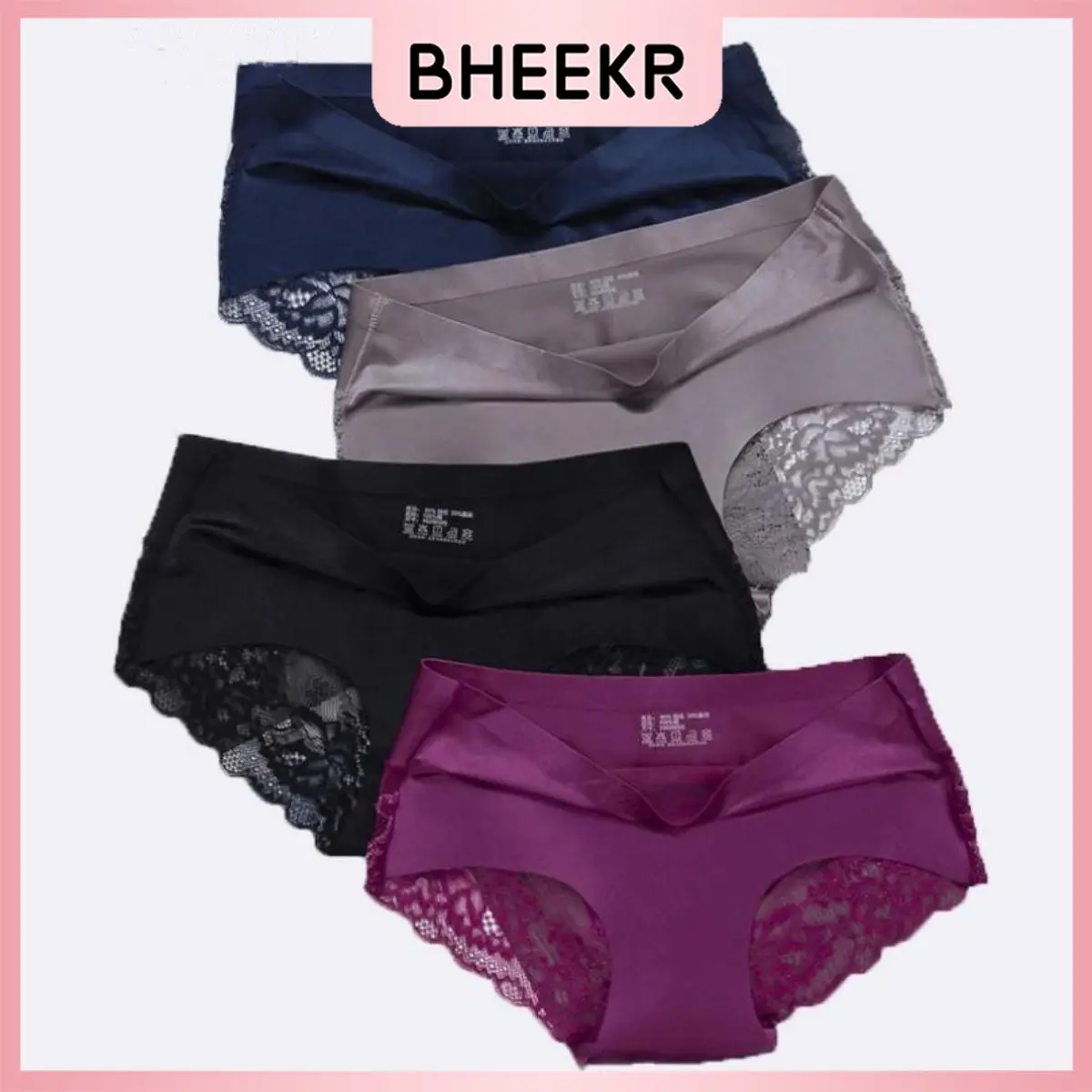Ice Silk Underwear Women's Mid-waist Seamless Lace Sexy Breathable Ultra-thin Women's Briefs