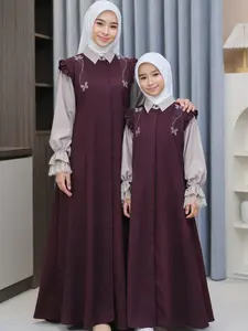 (Harga Satuan) Arista Sarimbit Baju Couple Keluarga Gamis Dress Ibu Anak Perempuan & Kemeja Atasan Koko Pria dan Anak Laki-laki Bahan Sabrina Anti UV