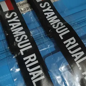 ANP88 - Name Tag Koper Custom Nama Estetik untuk Haji Umroh & Traveling dengan Logo Bendera dan Ka'bah Tali 40cm Mudah Dikenali