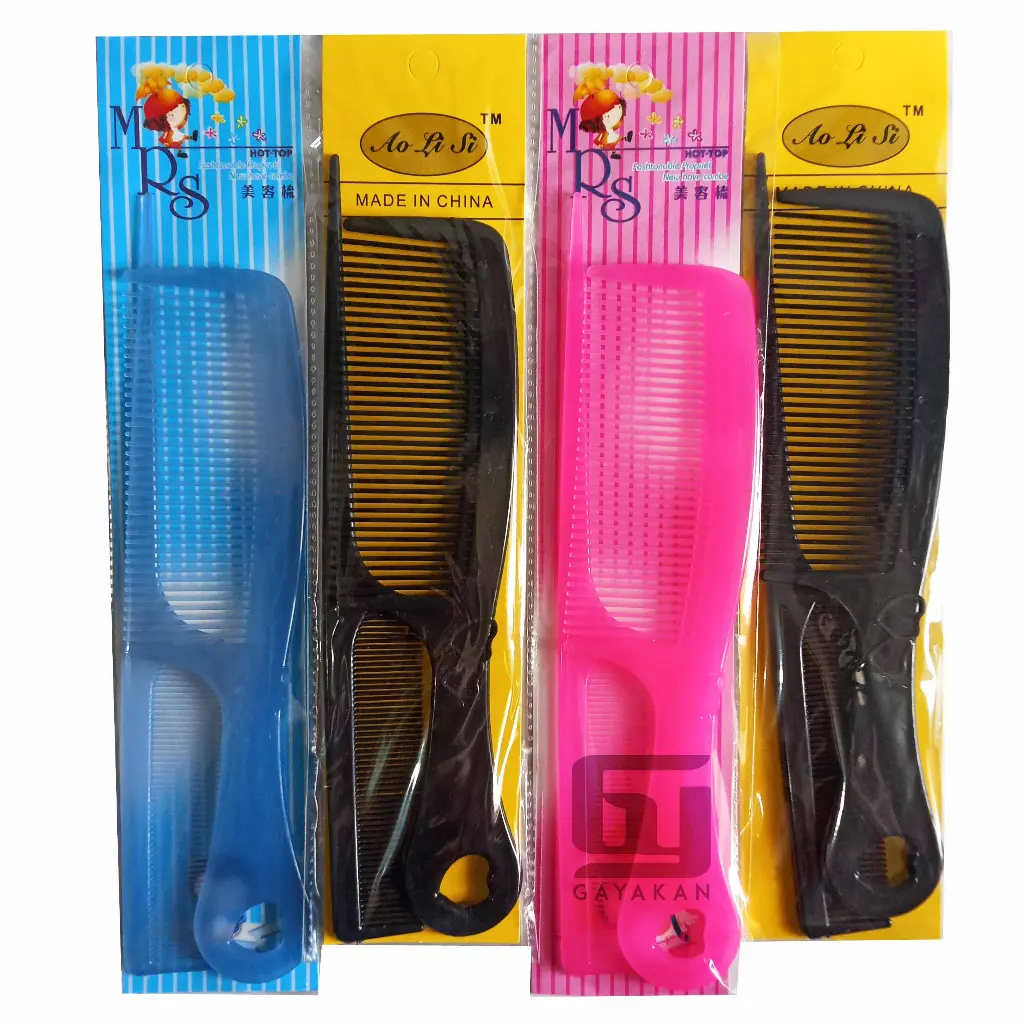 Set 2 Pcs Sisir Rambut Fancy Gagang dan Tulang Warna dan Hitam Ukuran Besar