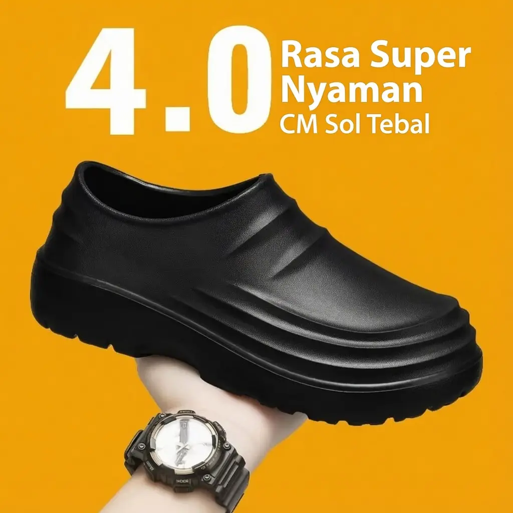 Sepatu Dapur Professional - Sol Karet Anti Minyak & Air Safety Shoes Pria