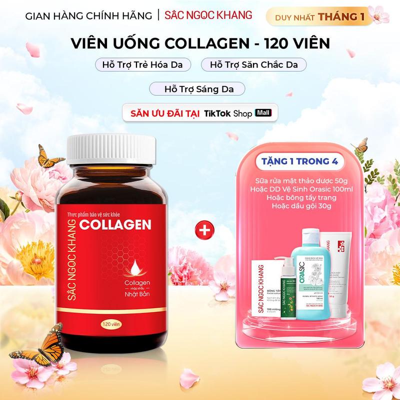 Viên Uống Hỗ Trợ Đẹp Da Collagen Nhật Bản 120 viên SẮC NGỌC KHANG - Hỗ Trợ Dưỡng Sáng Đàn Hồi Da Trẻ Hóa Làn Da
