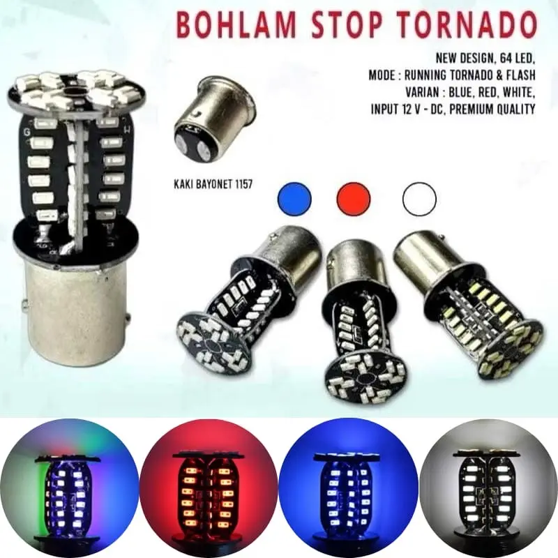 Lampu stop rem belakang 64 mata led 2 mode running putar dan flash kedip 0