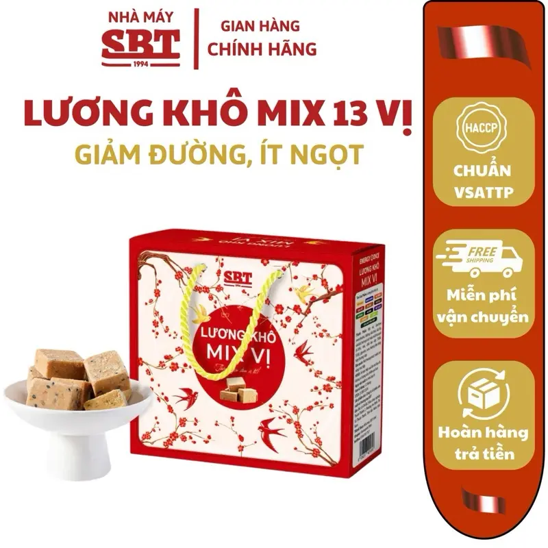Lương Khô Mini Nhà Máy SBT - Hộp 1KG - Mix 11 Vị Ngũ Cốc Tươi Siêu Ngon - Snack Đồ ăn Nhanh (vị hoa quả dừng sản xuất)