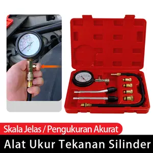 CHIGE 8PCS Tester Kompresi Silinder Mesin Mobil & Motor | Alat Ukur Tekanan Udara Cylinder Compression Tester Set