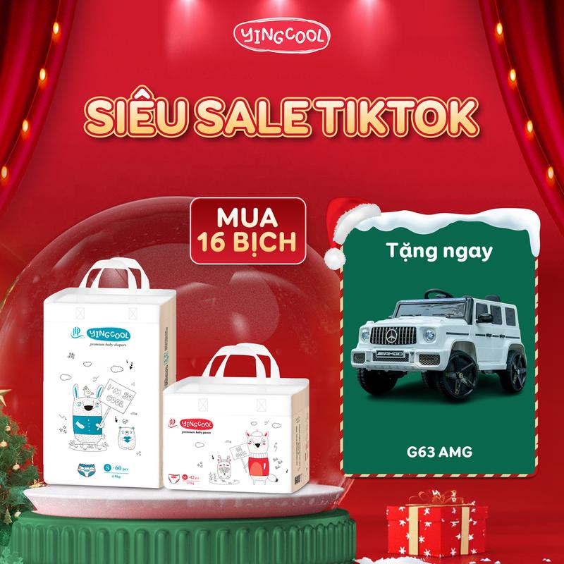 Tặng Xe Ô tô điện G63 AMG có điều khiển - Combo 16 Bịch Bỉm YINGCOOL Size NB64 SD60 MD56 MQ50 L48 XL44 XXL42 XXXL40 tã sơ sinh cho bé