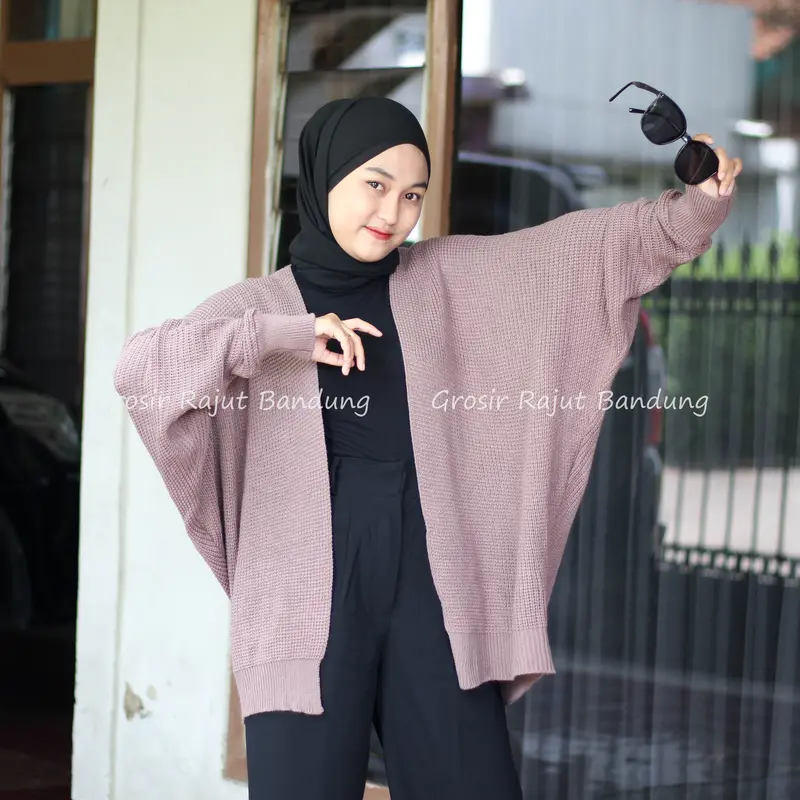 Cardigan Rajut Oversize Batwing Sweater Atasan Kalong Tangan Panjang 4
