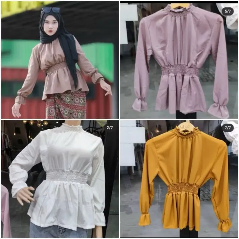 Peplum top / Atasan brukat /Atasan brukat serut / Fashion muslimah 4