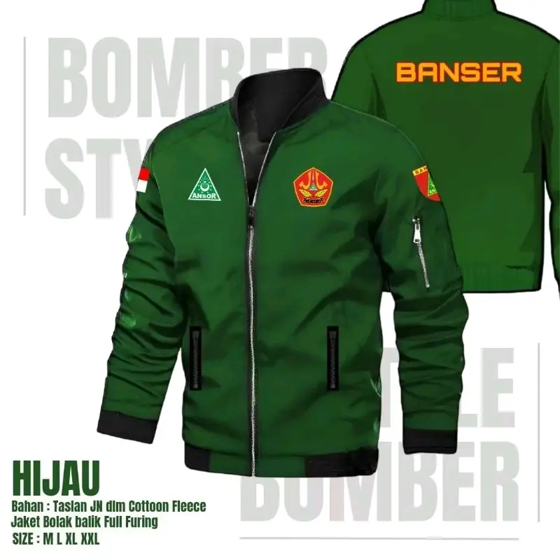 JAKET BANSER NU NAHDLATUL ULAMA ANSOR BOMBER DESAIN SABLON OUTDOOR WATERPROOF TERBARU Pria Distro 0