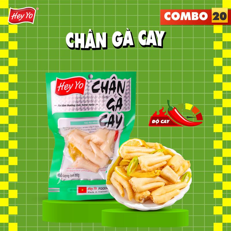 Combo 20 Chân Gà Cay Hey Yo 80g hàng Việt Nam thơm ngon chất lượng Food