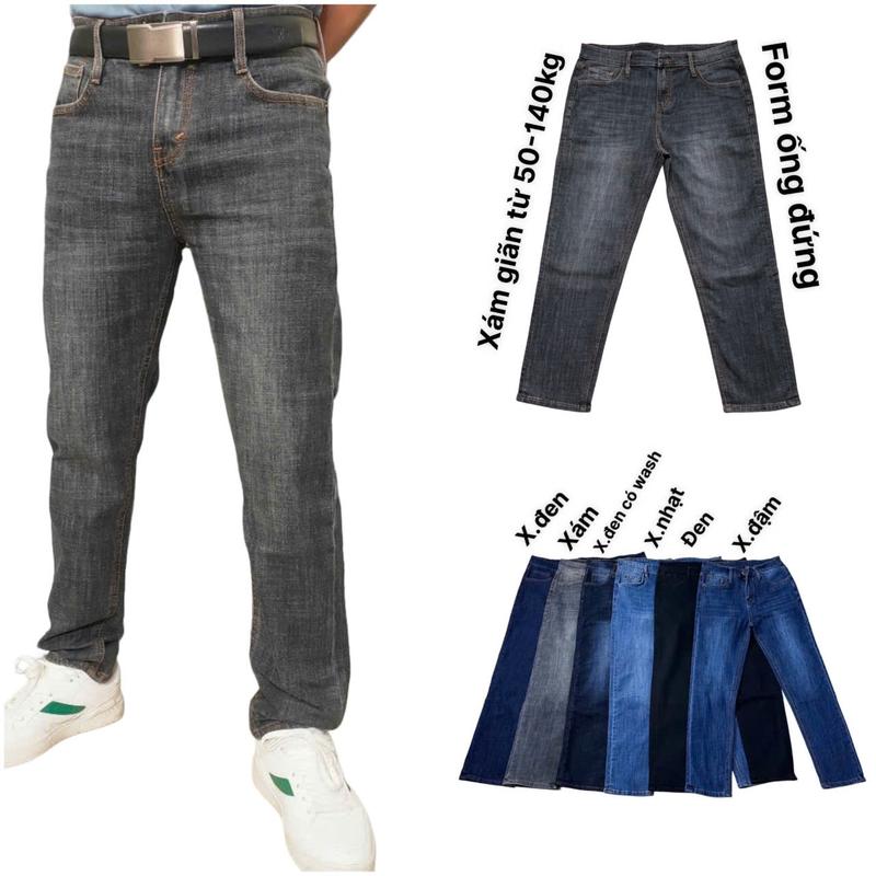 M32 Quần jean nam dài giãn FULL BIGSIZE TỪ 50-140KG, LVCC (quần bò), có 6 màu, form ống đứng Menswear Pants Có Túi Cotton