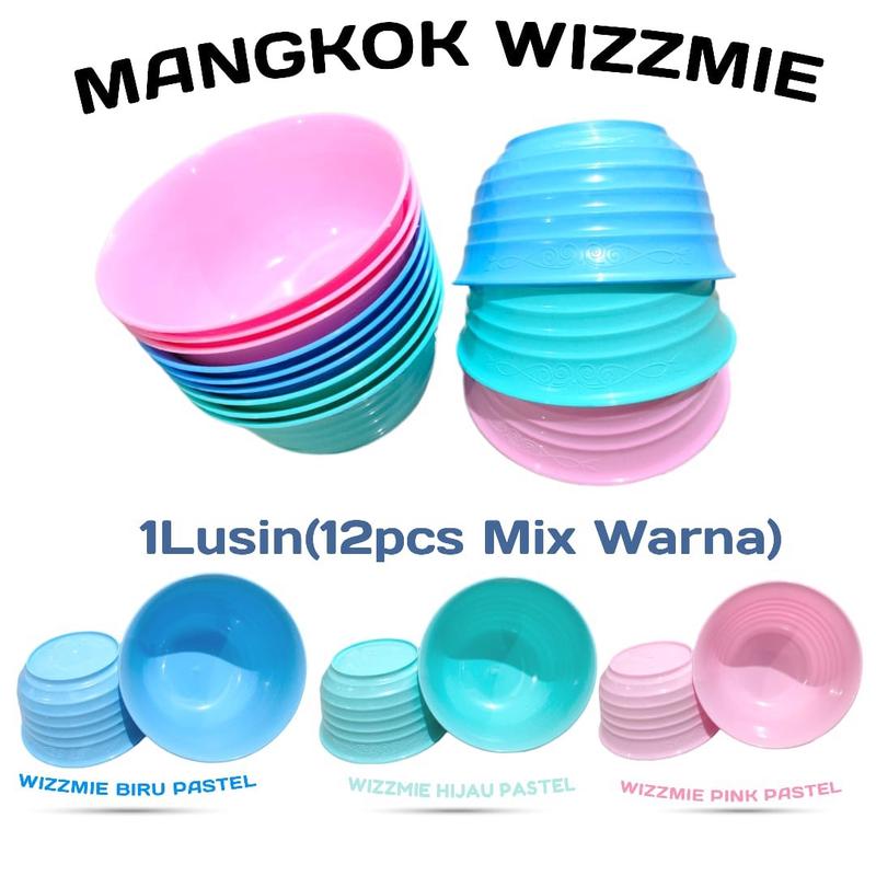 MANGKOK WIZZMIE 3 warna pink hijau biru mix 0