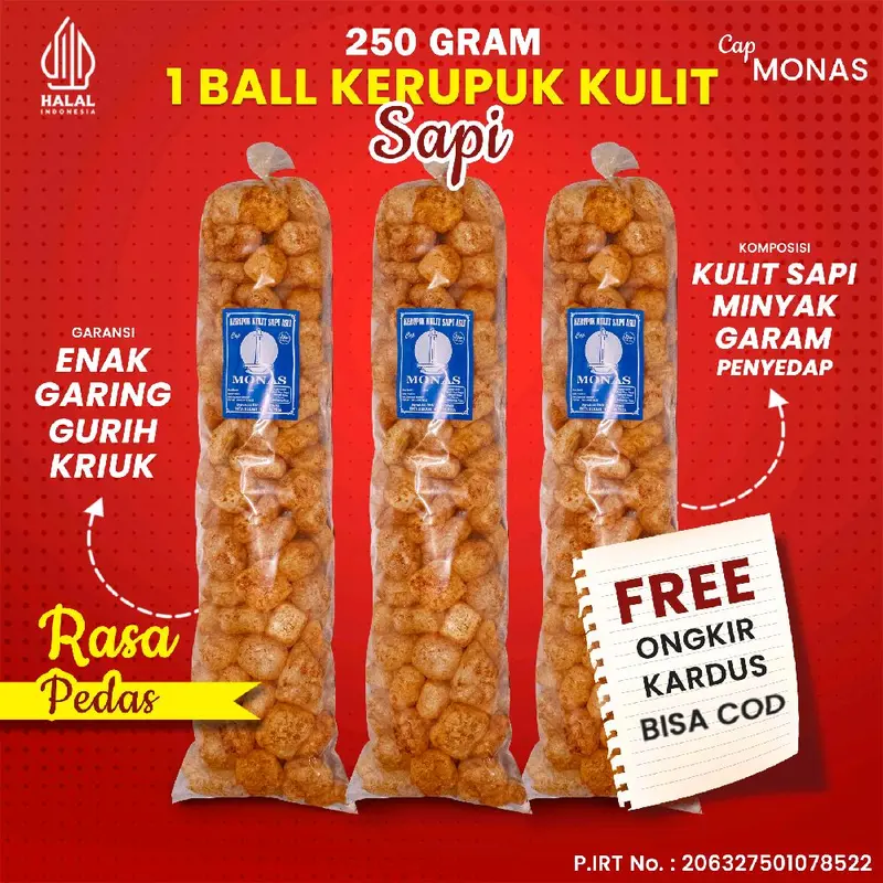 250 Gram Kerupuk Kulit Sapi Dorokdok Jangek Krecek Pedas 0