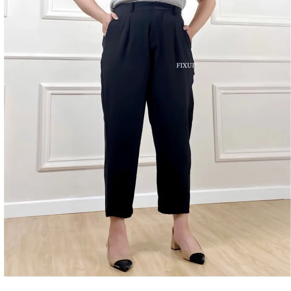 FIXUP | Ara Loose Pants - Celana Airflow Anti Kusut - Kulot Highwaist Jumbo - Ankle Pants -Outfit Casual Formal - Korean Style - Celana WANITA Panjang Crinkle