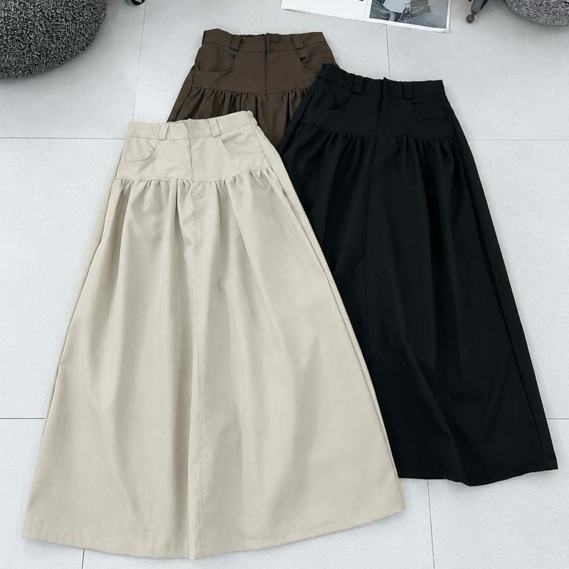 Chân Váy Dài FROM Chữ A- Cạp Khoá Lưng Chun Chất Kaki Mềm Mại Dành Cho Nữ