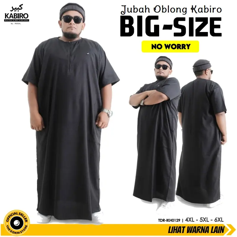 JUBAH OBLONG KABIRO Sholat Big Size Maxi Kabiro Jumbo Gamis Pria ROSAL Original 4XL 5XL 6XL Zipper Katun 0