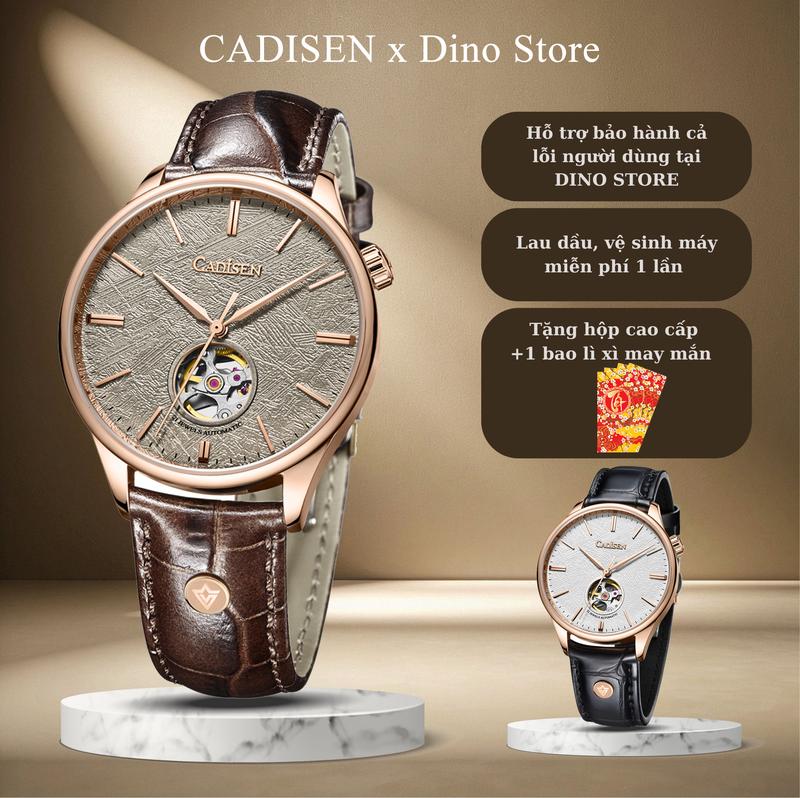 Đồng Hồ Cơ Nam Cadisen 8187G Phiên Bản Dây Da Sang Trọng Máy Cơ Nhật Miyota   Chống nước 50M- Bảo hành chính hãng 5 năm   