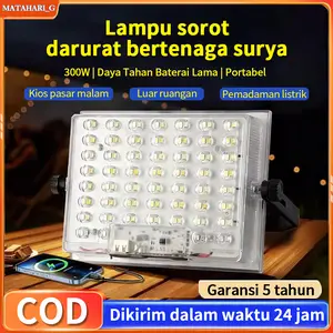 Lampu Sorot Darurat Bertenaga Surya 300W Daya Tahan Baterai Lama Portabel Ready Stock COD
