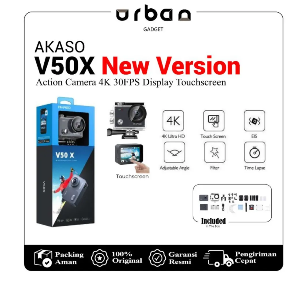 AKASO V50X V50 X NEW VERSION 4K 30FPS Action Camera Touchscreen - Resmi