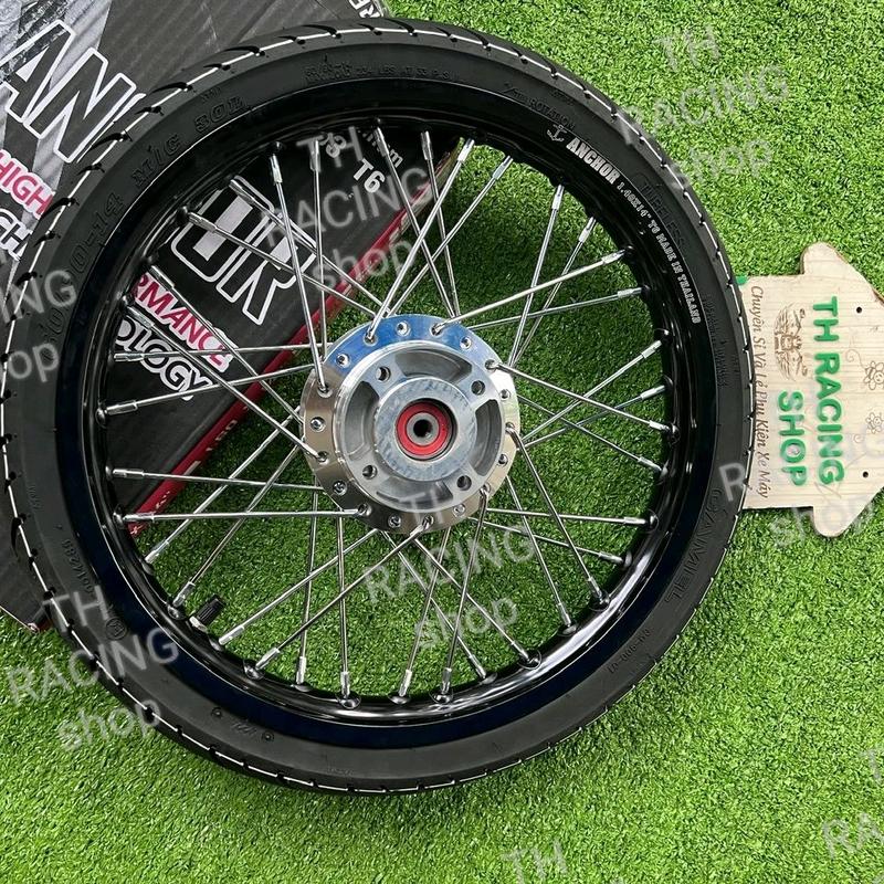  MỘT CÁI BÁNH CĂM TRƯỚC 14 INCH GẮN XE ĐẠP ĐIỆN XE ĐIỆN PEGA CAP A HKBIKE ĐÙM MẠ CRÔM NIỀNG NHÔM ANCHOR HOẶC SẮT UNION HOMA FULL VỎ RUỘT CAMEL 60 CÓ SẴN BẠC ĐAN ỐNG CHỈ VỀ XỎ CỐT 10 LI GẮN VÀO LÀ CHẠY KHÔNG CHẾ - PHỤ KIỆN PHỤ TÙNG 