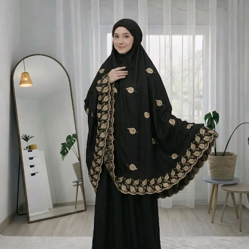 Mukena Dewasa Khadijah Bordir Motif Daun Super Jumbo