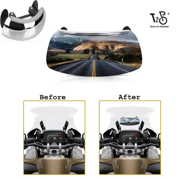 T2P Motorcycle Rearview Mirrors 180 Degree Safety Ultra Wide Angle Lens Rear View Blind Spot Mirror
