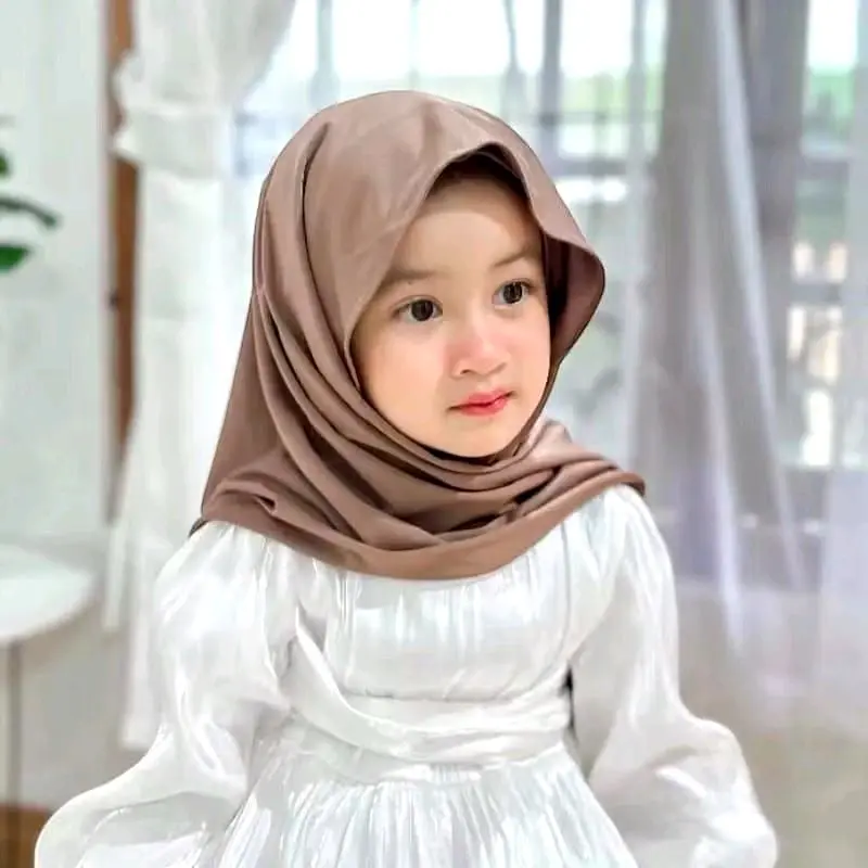 Pasmina Kaos Turky Anak-Anak Rayon 3-10 Tahun 150cm x 50cm - Kerudung, Pashmina, Muslim, Jilbab Instan