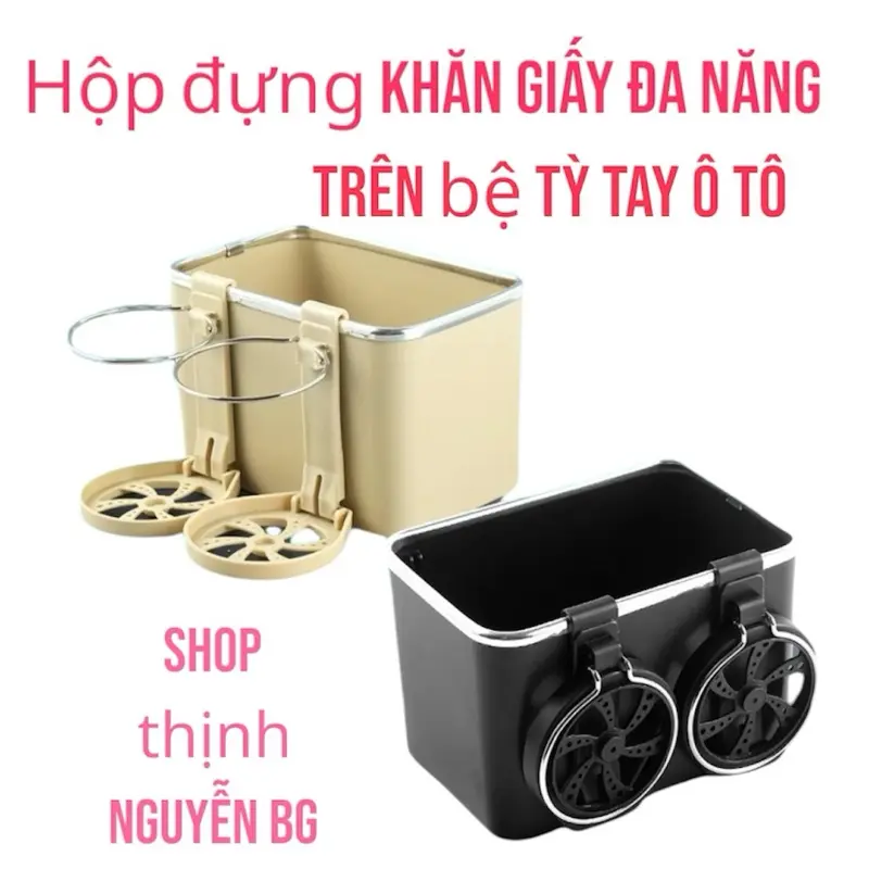 Hộp đựng khăn giấy đa năng trên bệ tỳ tay ô tô 0