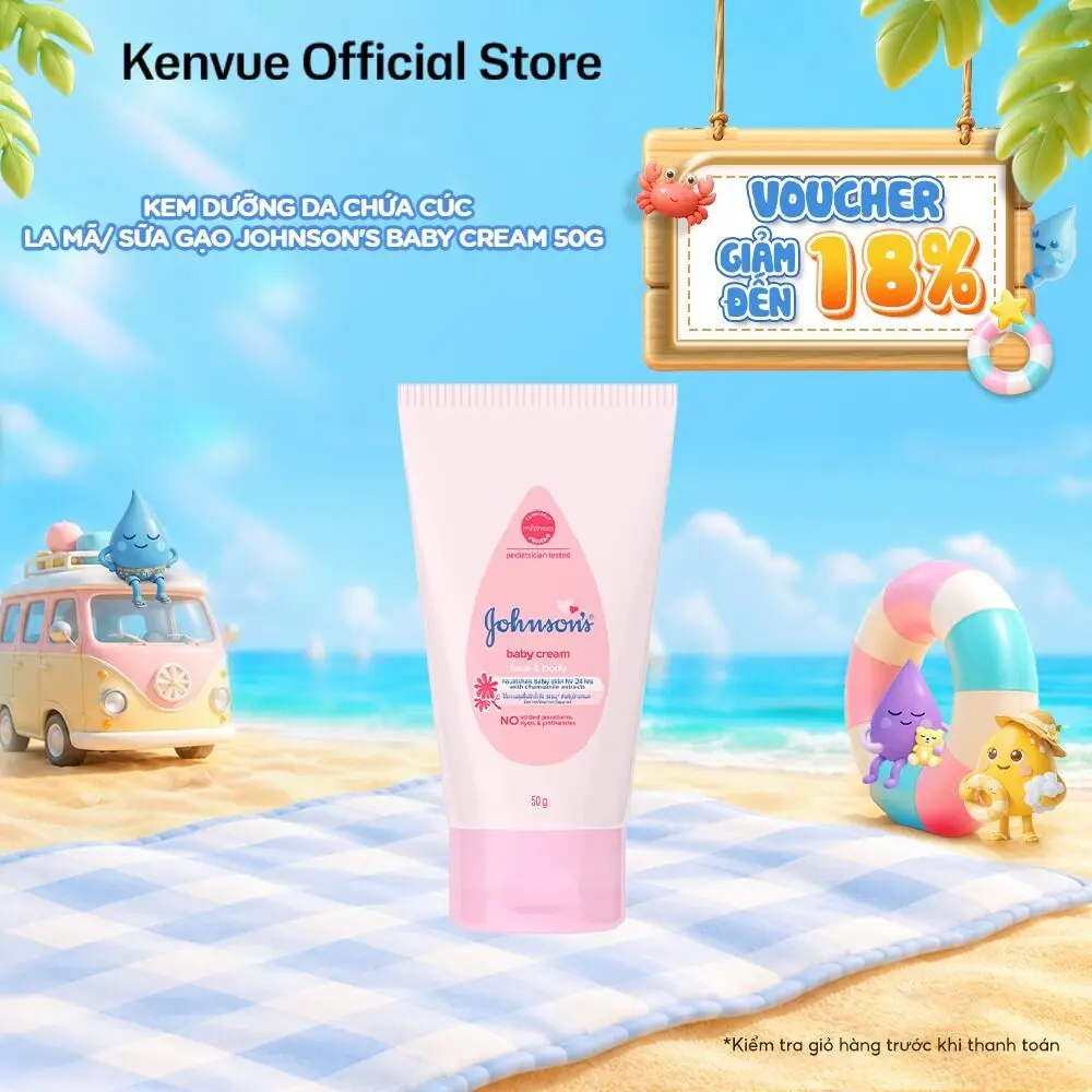 Kem dưỡng da chứa cúc La Mã/ sữa gạo Johnson's Baby Cream 50g Cho Bé