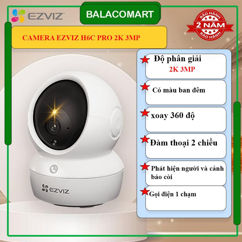 Camera Ezviz H6C PRO 3MP có màu ban đêm , nút gọi 1 cham, mẫu mới Hàng chính hãng