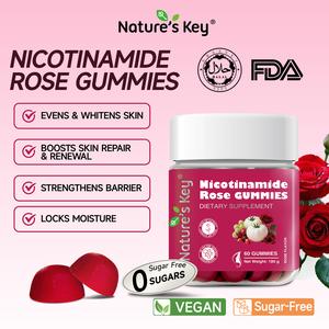 Nature‘s key Halal Nicotinamide Rose Gummies Rose flavor，Whitening Supplements，Evens & Whitens Skin,Boosts Skin Repair& Renewal,Strengtherns Barrier,Lock
