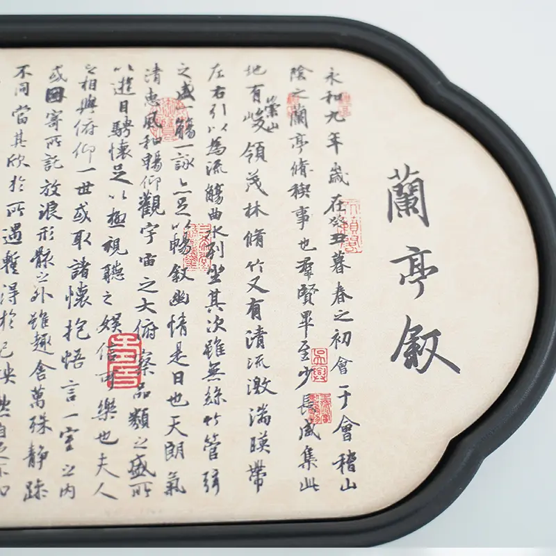 Tea plate,calligraphy tea plate-G1953