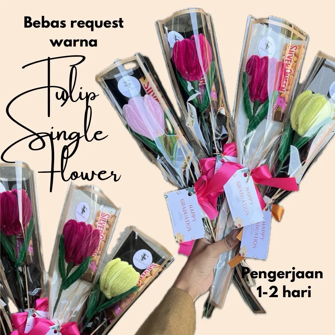 TULIP PIPE CLEANER FLOWER / BUKET KAWAT BULU MURAH / BUKET SIMPEL