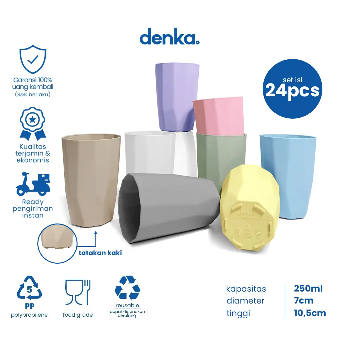 Isi 24 Pcs Gelas Plastik Drinko Premium Estetik Aesthetic Warna Pastel Soft 250 ml