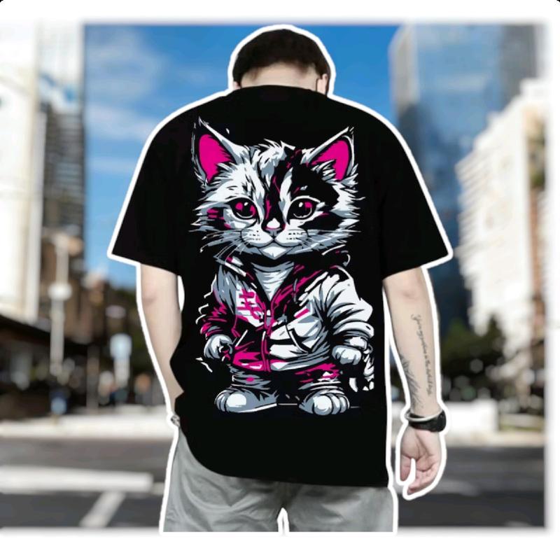Kaos Distro Lengan pendek Pria dan wanita Motif sablon Iam too cool/ kucing  Cod Flash sale Katun combed Lokal Lembut 0