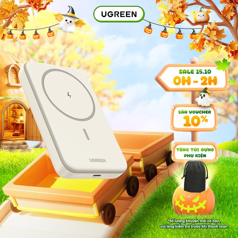 Pin sạc dự phòng không dây từ tính Ugreen 5000mAh/10000mAh | Sạc 2 trong 1 (sạc không dây 15W/7.5W + cổng Type-C 20W) | Pin Li-on | Bảo hành 18 tháng | 25207 25208