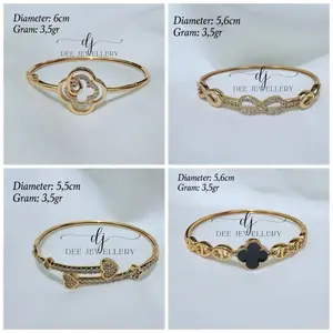 Koleksi Gelang Bangleee • 3,5gr • Diameter 5,5 - 6cm • Perhiasan Kadar 5% • Bisa Dijual Kembali
