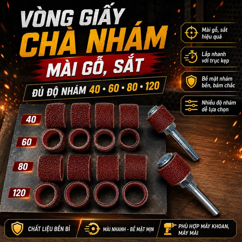 Đầu Mài Giấy Nhám Chuyên dụng đủ size, Cuộn Băng Nhám Nâu Mài Móng Chuyên Nghiệp