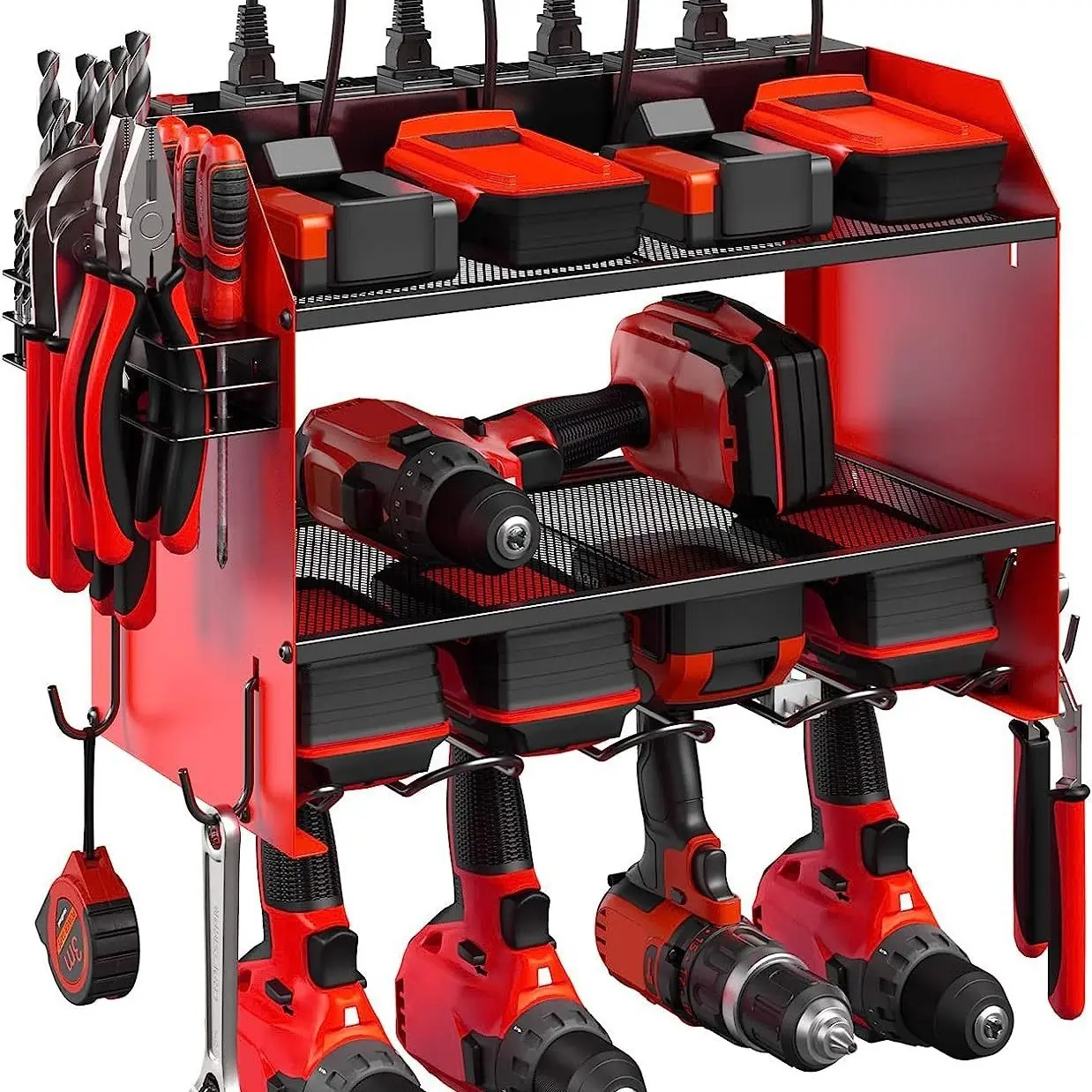 Heavy Duty Metal 3 Layers Tool Shelf for Garage Organization Large Size & Easy Assembly Power Tool Organizer